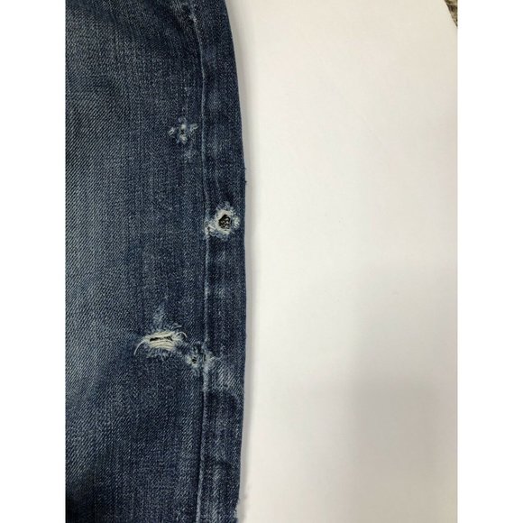 Diesel Industry Larkee Mens 34x29 Hemmed Blue Denim Jeans Straight Button Fly - Picture 10 of 10